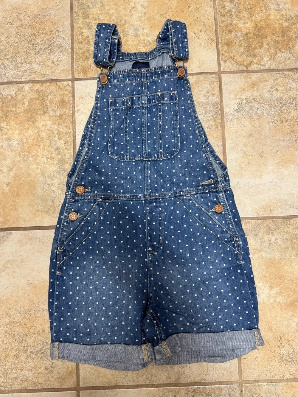 Gap Kids Girls' Polka Dot Denim Shortalls - Blue
